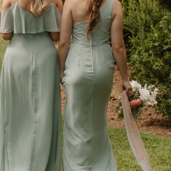David’s Bridal Sage Green Bridesmaid Dress - Picture 5 of 7